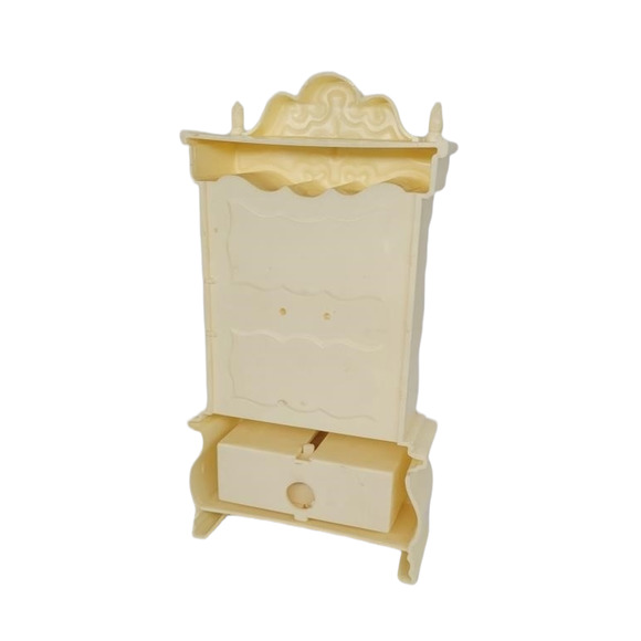 Vintage Marx Sindy Large Bookcase Doll Furniture 10.5" 1979 Ivory and Gold - Picture 2 of 3